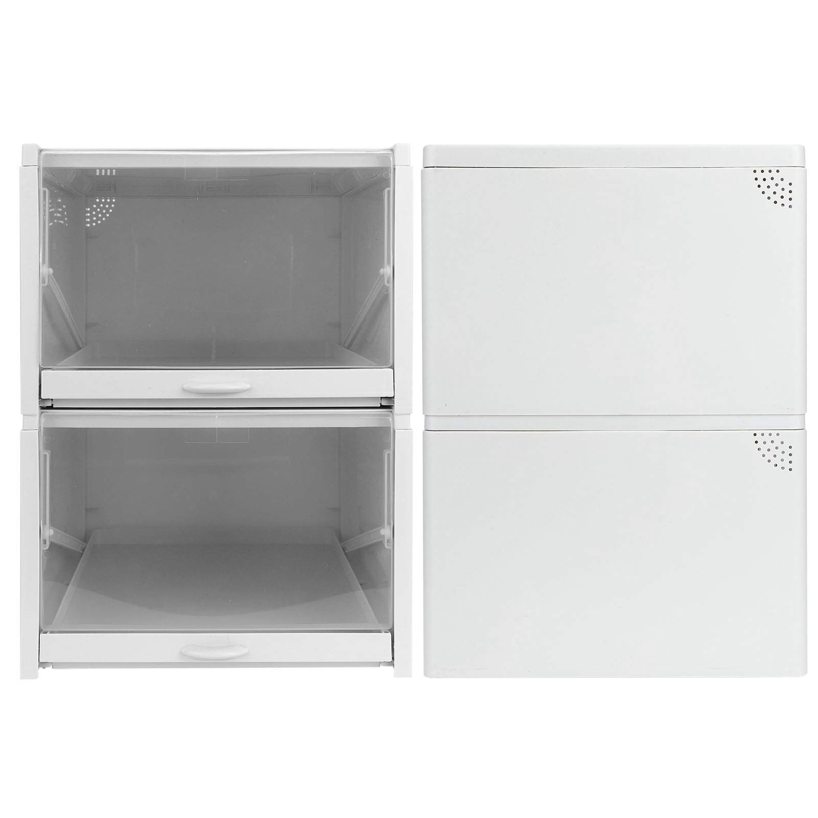 Tissting Scatola Portascarpe Impilabile, Contenitore Organizer per Cassetti per Scarpe in PP Custodia in Plastica Trasparente con Apertura Frontale Durevole per Armadietti Domestici(L*2)