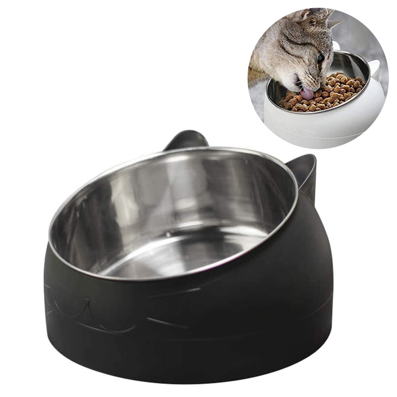 TaimeiMao Katzennapf Edelstahl,Futternapf Katze,Fressnapf Katze, Katzennapf Erhöht, 400ml Hundenapf Abnehmbarer, Wasser Fütterung Schüssel für Katze Hunde