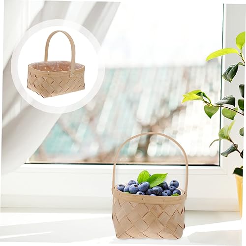 Miniatura 3 de DOITOOL Cesta de almacenamiento rectangular de ratán de madera natural, tapa abierta, estilo rústico, 10.4 x 5.1 x 5.1 in, para almacenamiento y