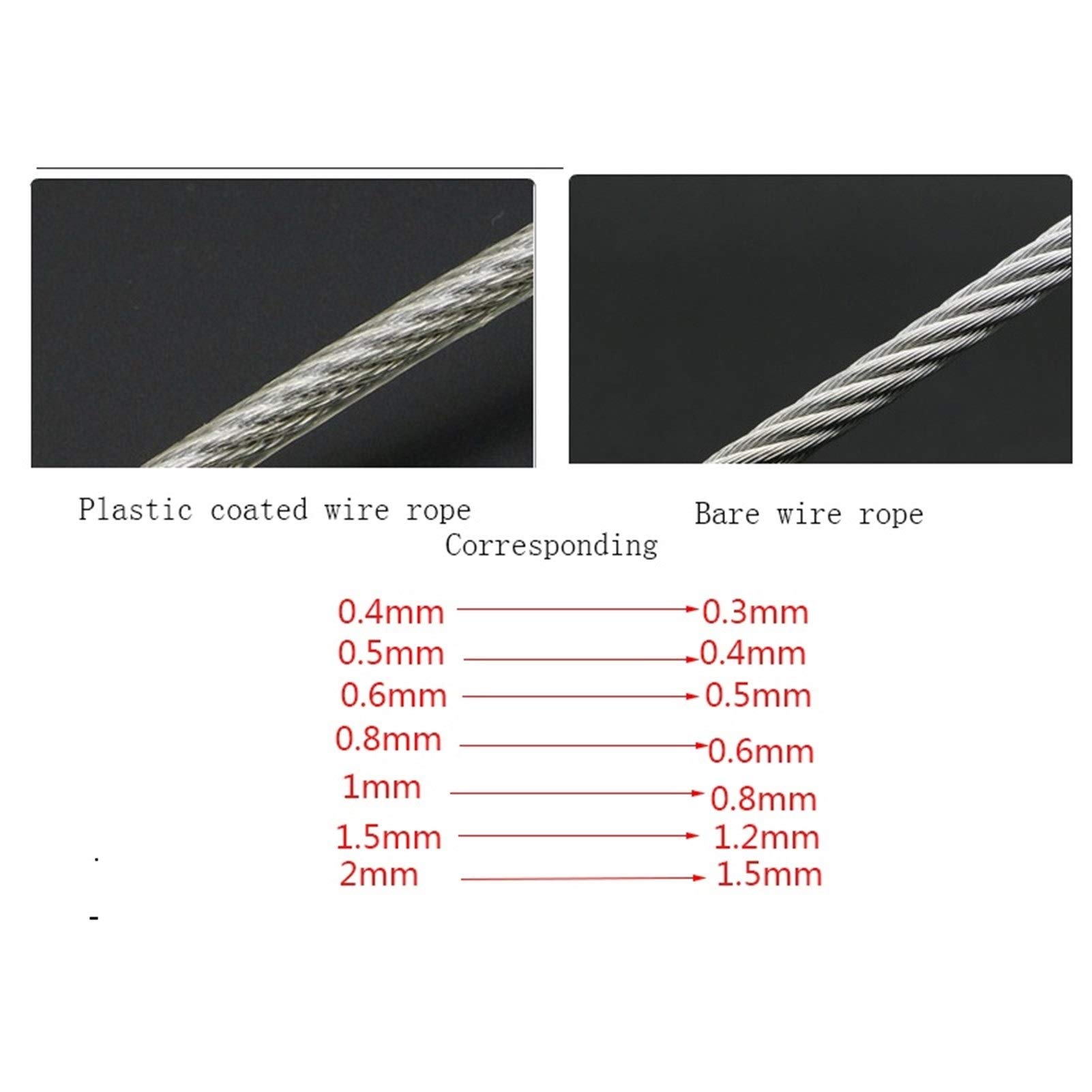 Cavo in Acciaio Inossidabile 100 Metri 304 acciaio inossidabile 0.5 / 0.6 / 0.8 / 1 / 1,2 / 1,5 / 2 millimetri in acciaio rivestito in PVC fune metallica molle flessibile Cable Clothesline trasparente