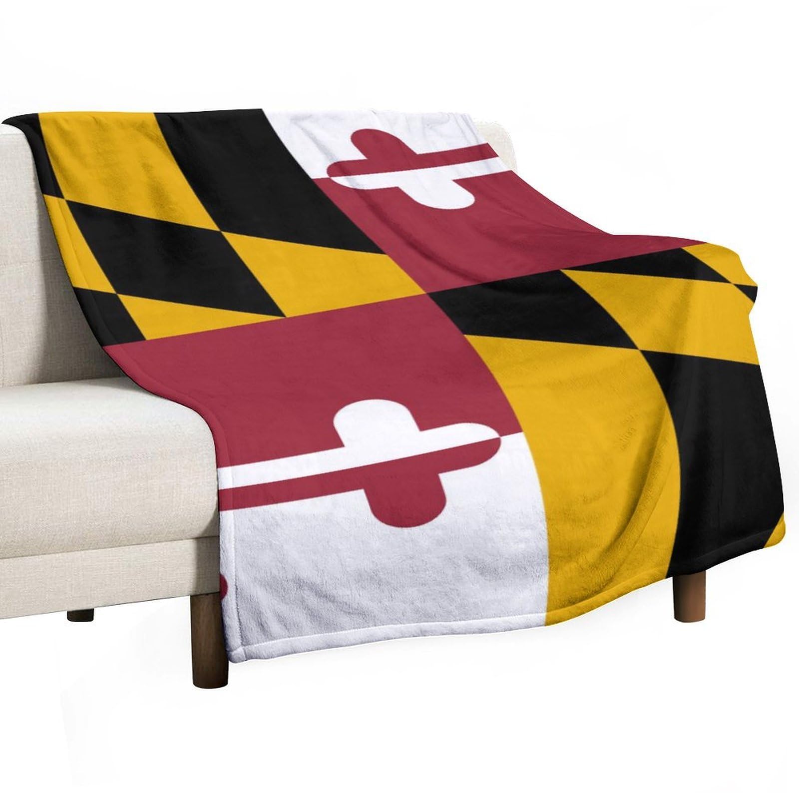 Hxwokrum Flannel Blanket, Flag of Maryland Throw Blanket for Couch Sofa Bed Office, Soft And Comfortable Without Pilling