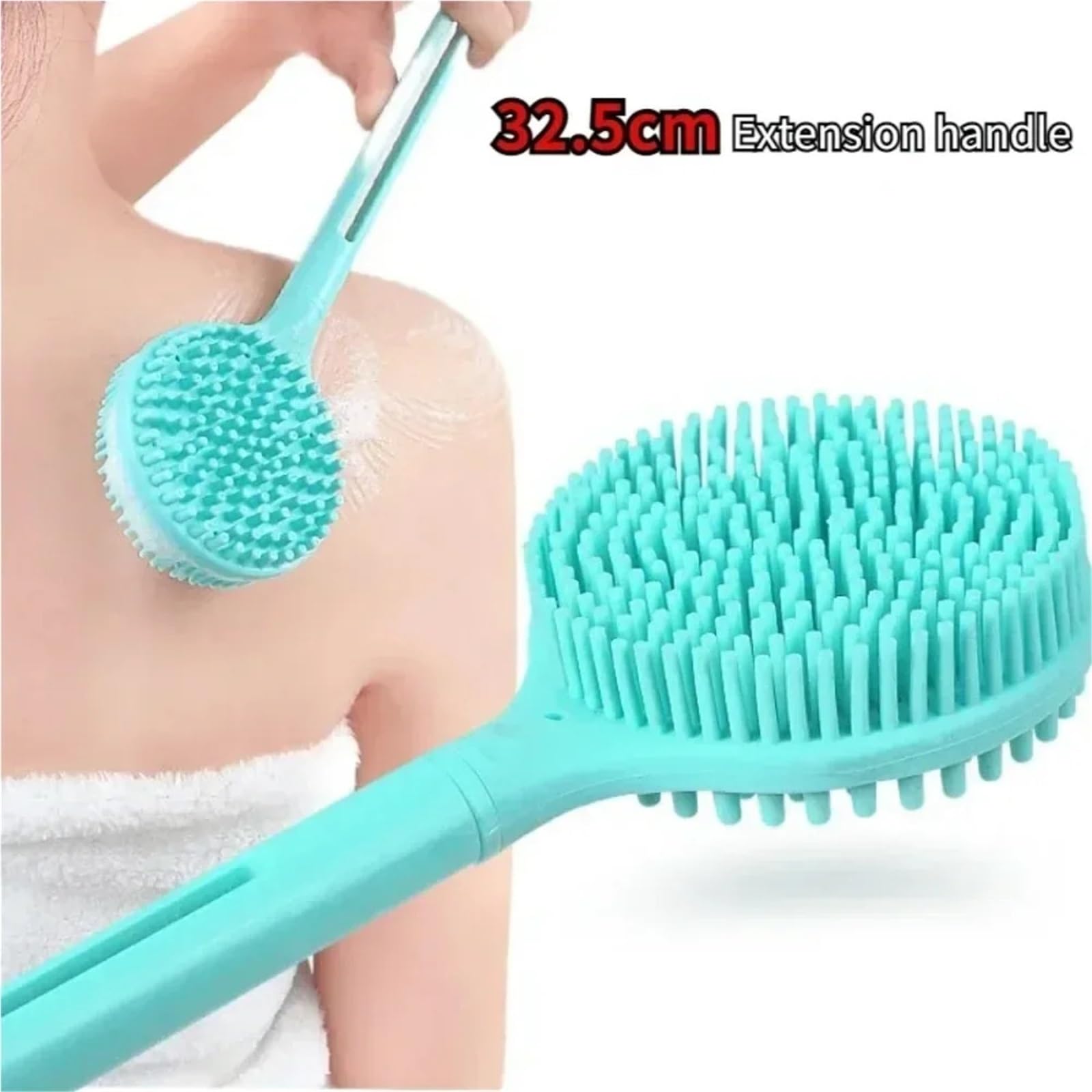 RüCkenbüRste 2Pc Silikon Lange Griff Bad Pinsel Doppelseitige Dusche Peeling Pinsel Körper Peeling Zurück Massage Pinsel Bad Zubehör Zum Baden