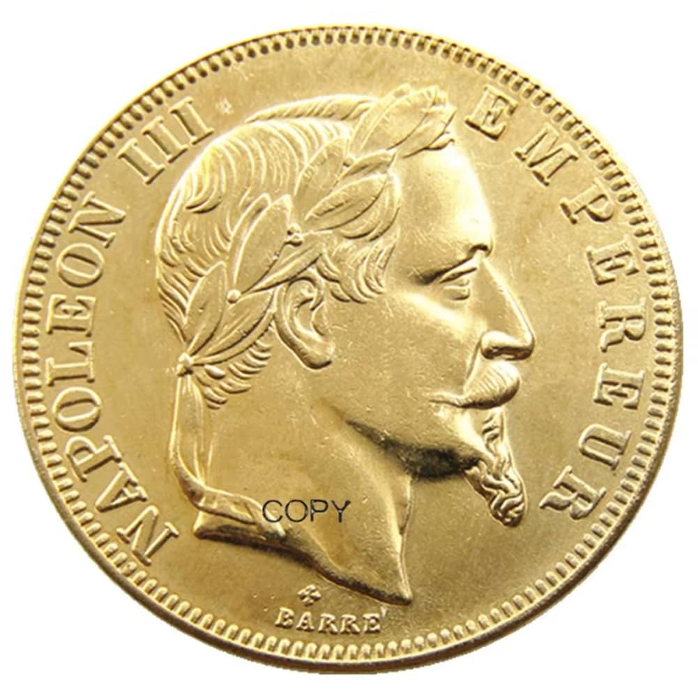Pièce commémorative France 1865 Napoléon III Plaqué Or Copie de pièce Décor Pièce de Collection