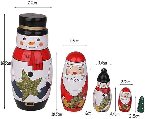 Miniatura 2 de 5 muñecas anidables de Papá Noel, muñeco de nieve, Matryoshka, muñecos de anidación para niños y adultos, figuras hechas a mano de madera, muñecas