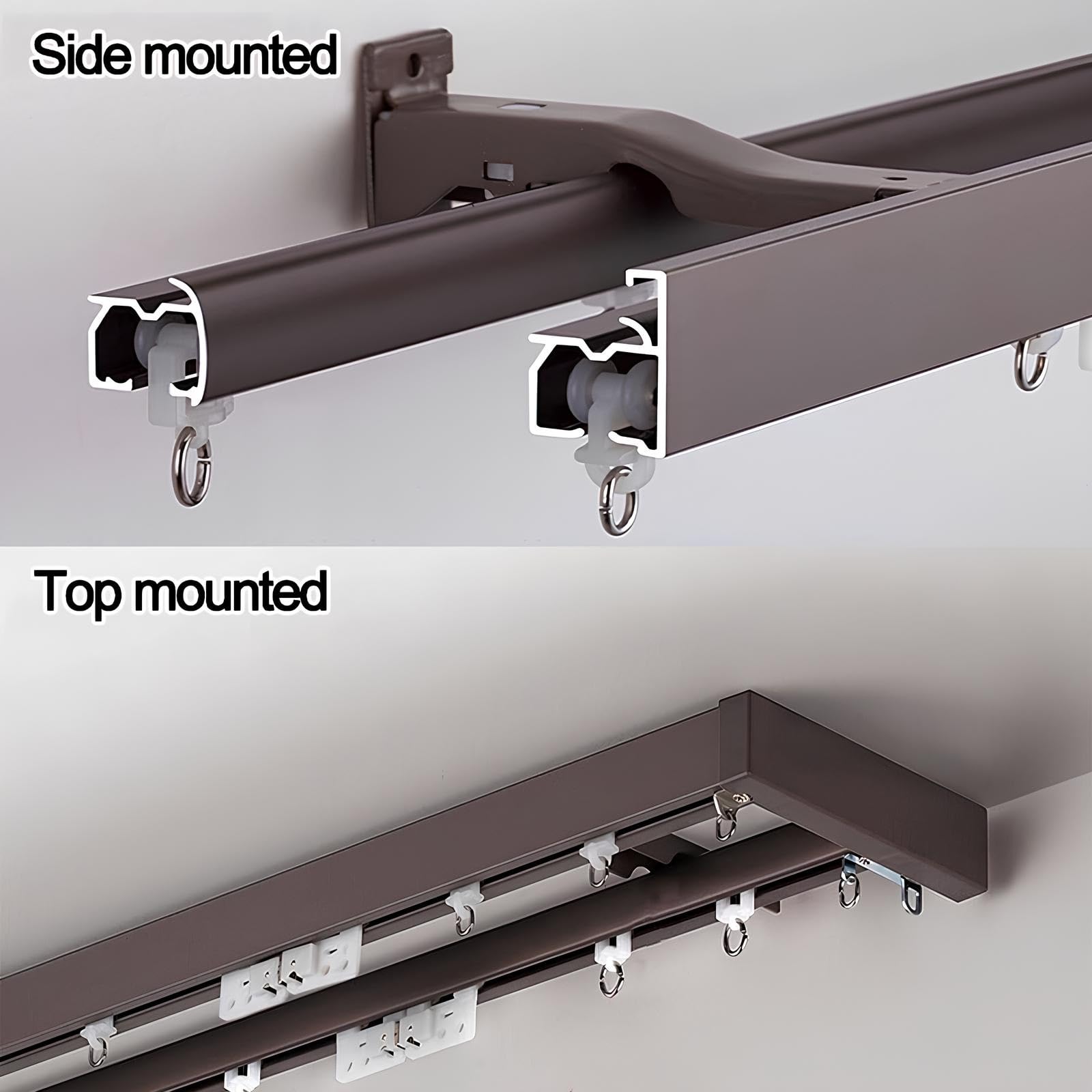 Binario per tenda in alluminio a 2 strati, 100-600 cm, montaggio a soffitto e a parete, grigio, per finestre, camere da letto, docce, armadi, soluzione versatile per drappeggi (2,6 m, 2 x 1,30 m)