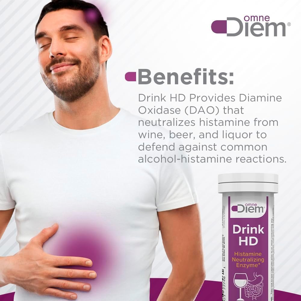Omne Diem DrinkHD – DAO Enzyme with Diamine Oxidase (60 Count) - 3 Pack of 20 Count