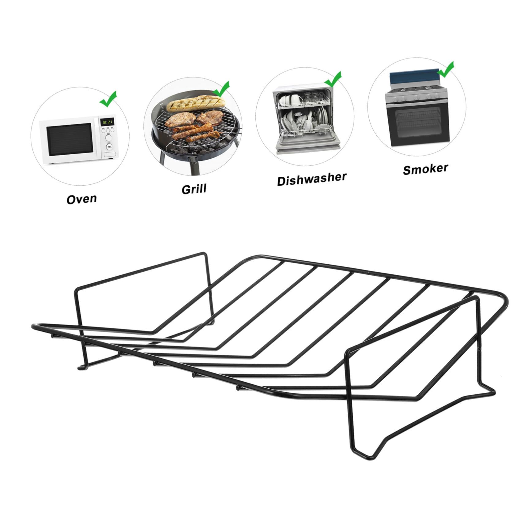 UKCOCO Supporto Portatile Rettangolare Barbecue al Acciaio Carbonio e Antiaderente Leggero, per Grigliate All'aperto e Arrosti