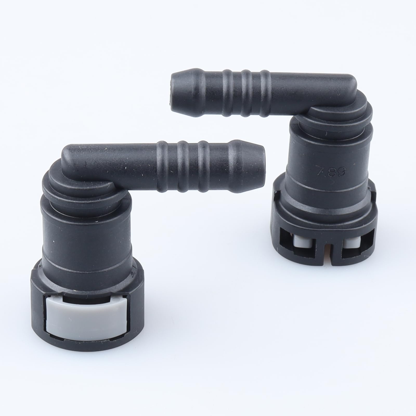 AC PERFORMANCE 90 Degree Fuel Quick Release Connector Female 5/16" Tube to Male 5/16" Barb, Single Button for Limit Space, Pack of 2