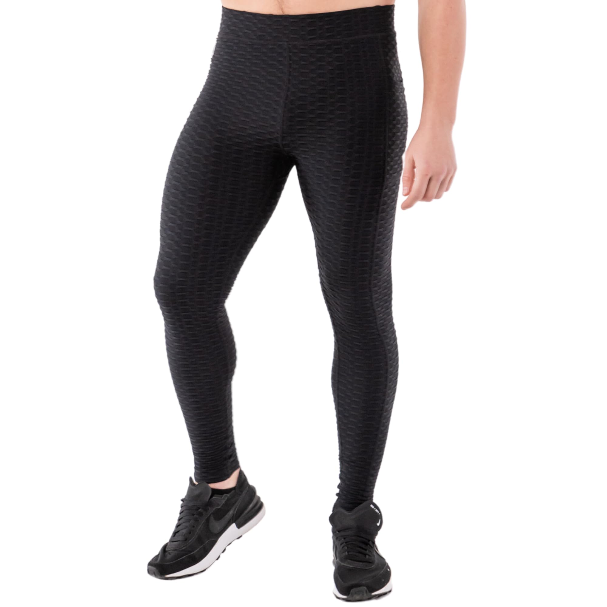 Kapow Meggings Men's Black Hex Supreme Range Deluxe Compression Leggings With Pockets