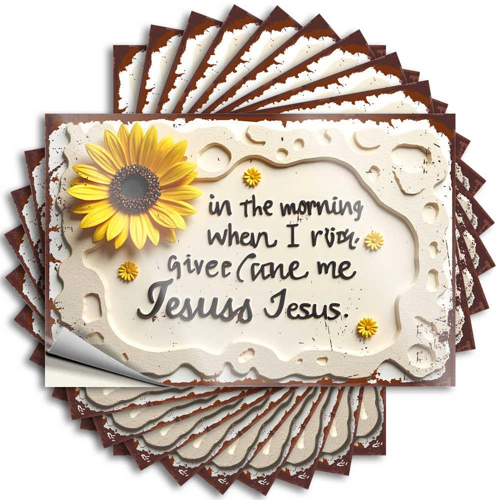 Decor Bumper - Coffee Silicone Hard Morning Prayer: 'give Me Jesus' with Sunflowers(6X9CM)