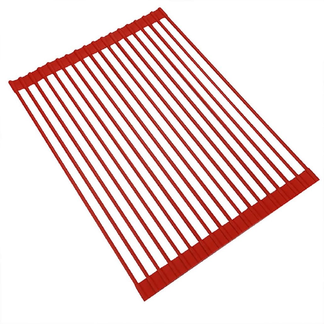Escurridor de platos enrollable, envuelto en silicona, multiusos, plegable, para colocar sobre el fregadero. Escurridor de platos de hierro galvanizado antideslizante para encimera de cocina.