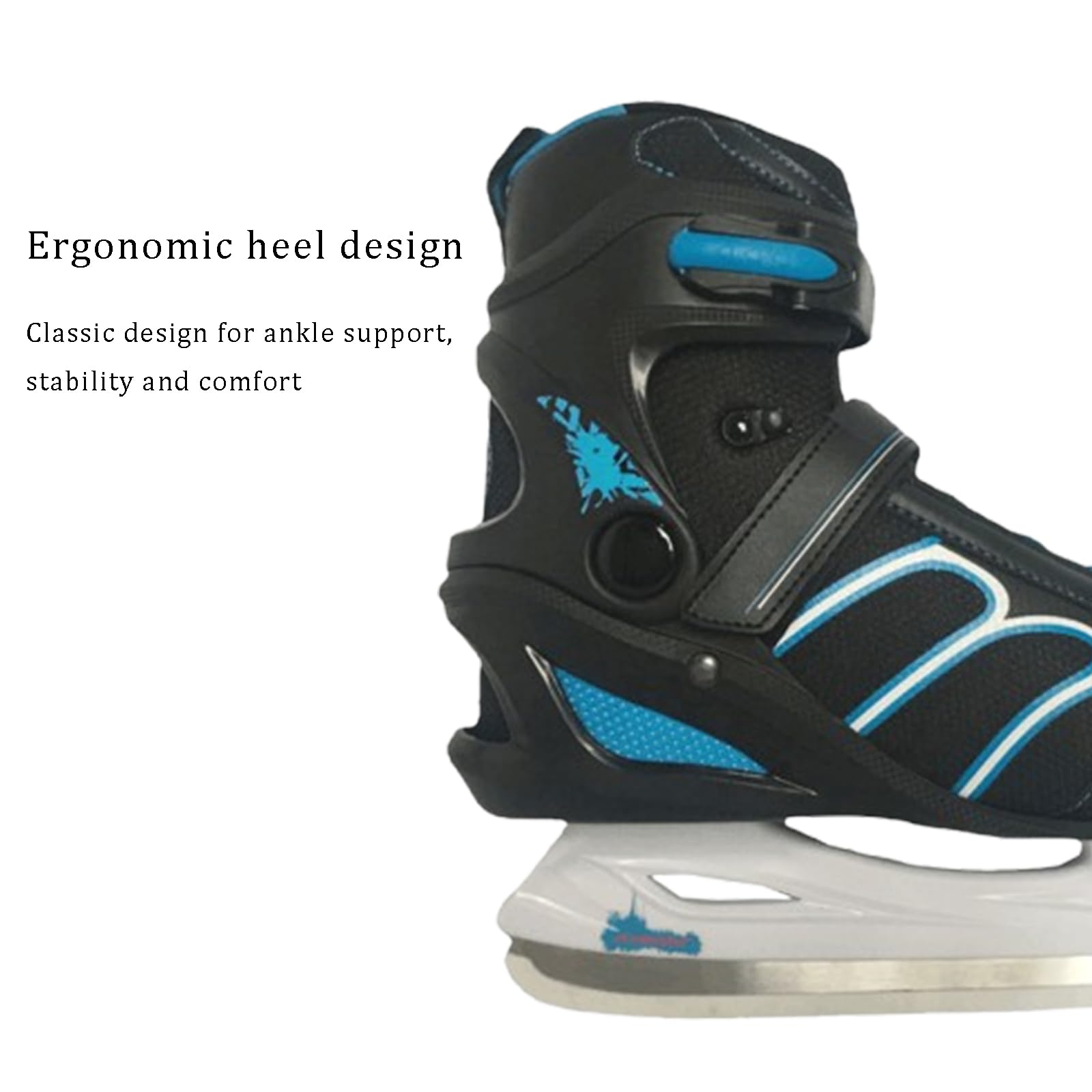 Patins à glace professionnels pour débutants hommes et femmes- Patins À Glace avec Système De Laçage Rapide Et Boucle À Poussoir pour Un Maintien Sûr- chaussures de patinage en acier inoxydable