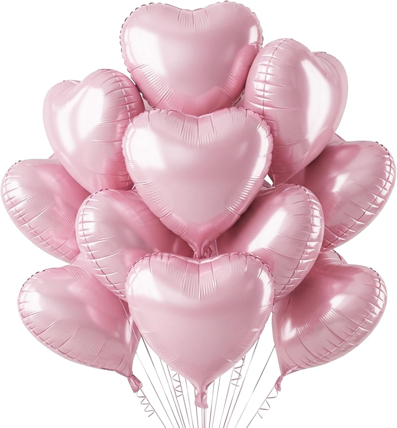 DecoGlee 30Pcs 18 Inch Pastel Light Pink Balloons Light Pink Heart Shape Foil Mylar Banners Decoration for Birthday Valentine's Day Wedding Bridal Shower Anniversary Engagement Party Supplies
