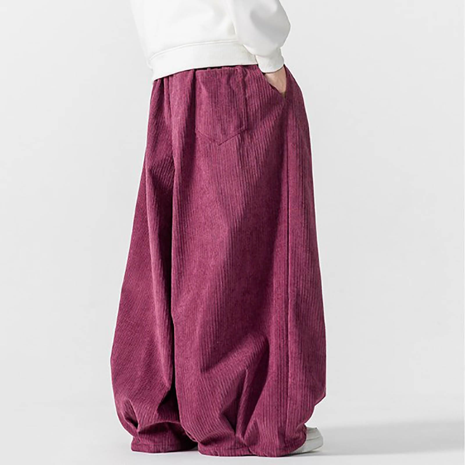 Pantalón Hombre Talla Grande - Pantalones de Pana Casuales para Hombre Diseño Holgado y Cómodo con Cintura Elástica Ajustable