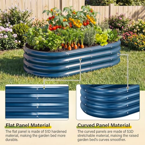 Image of Land Guard 2 Pcs 6ft Metal Raised Garden Bed, 6 x 3 x 1 Galvanized Planter Raised Beds for Vegetables, Blue