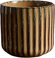 LILITURF Vintage Japanese Ceramic Tea Cup 6oz - Striped Kiln Transformation No Handle Mug for Latte, Tea, Microwave & Dishwasher Safe (Brown)