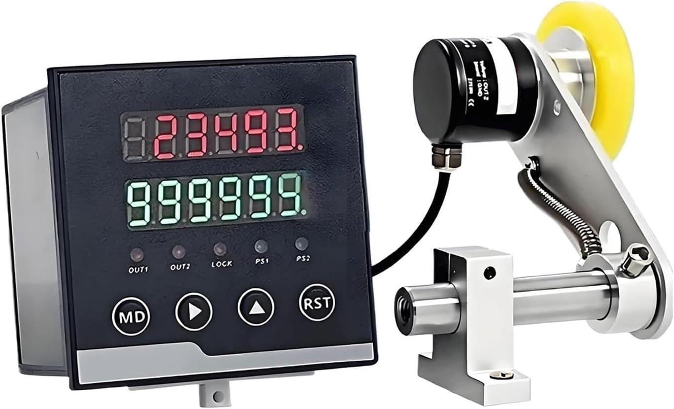 Contador de distancia digital, medición de frecuencia 0-999999, ruedas de silicona, codificador, controles de desaceleración, 3 modos de medición, pantalla de doble fila, para textiles y telas
