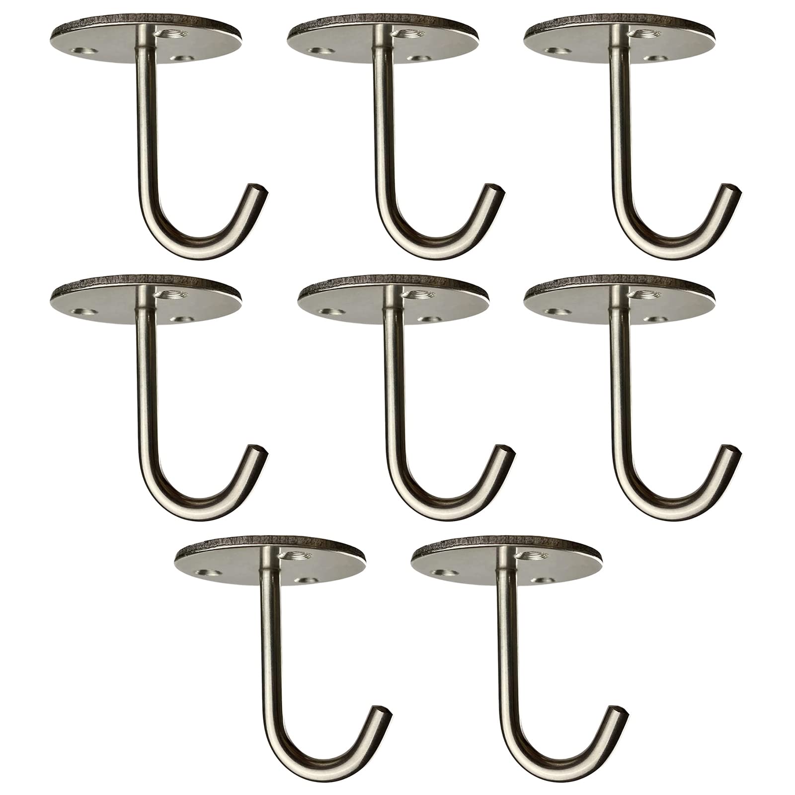 MIMOBEI Stainless Steel Heavy Duty Ceiling Hooks - 60LBS Load Bearing, No Drill for Wood - Wall/Ceiling Mount Hooks for Kitchen, Garage