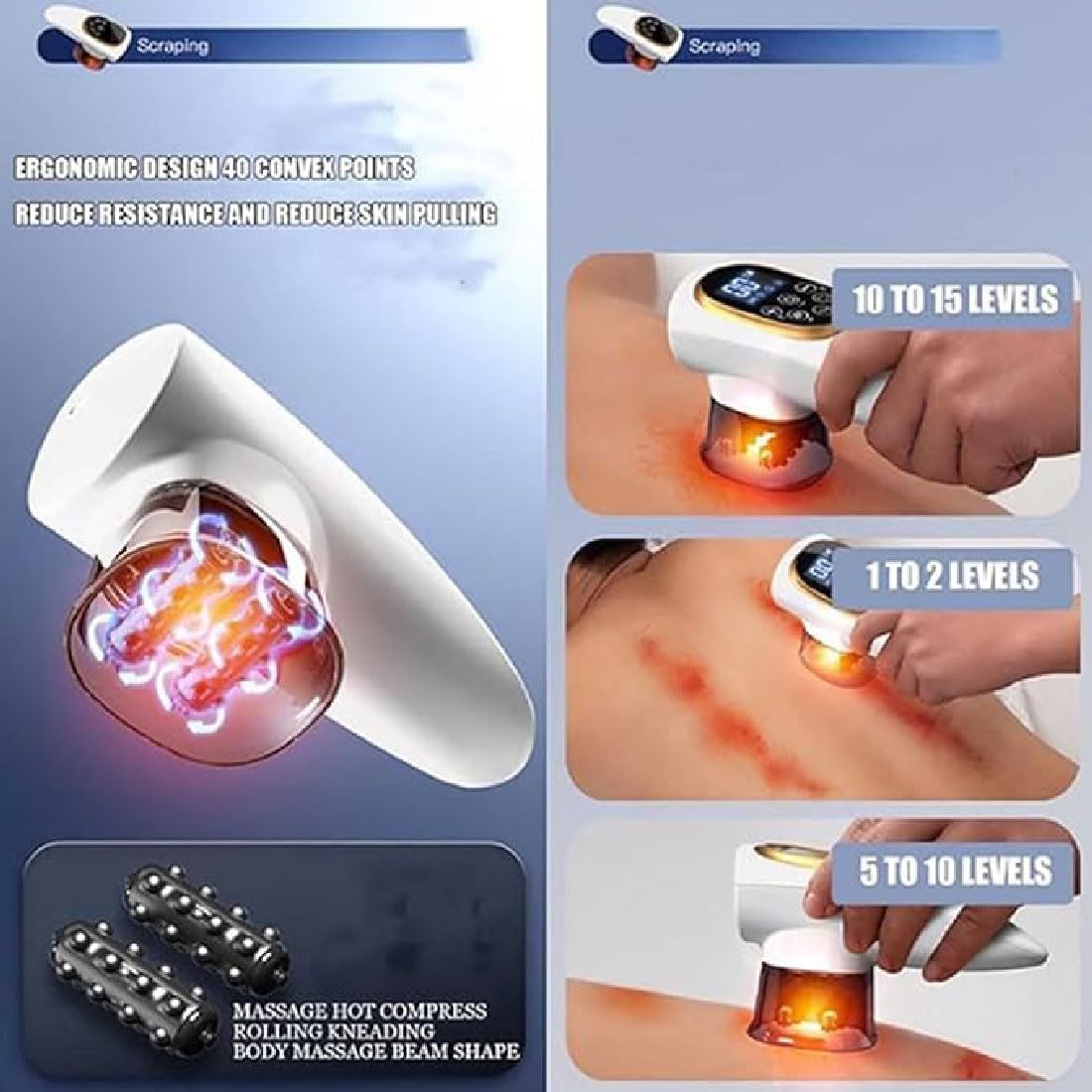 2025 New Sculpiflex for Cellulite,3-in-1 Full Body Sculpting Massage,15 Stufen Elektrisches Schröpfmassagegerät mit EMS & Rotlicht,Anti-Cellulite-Massagegerät für Rücken Arme Beine Gesicht (Weiß)