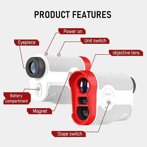 Miniatura 6 de Golfer Gains Telémetro láser de golf, compensación de pendiente, vibración de bloqueo de bandera, telémetro de golf con imán