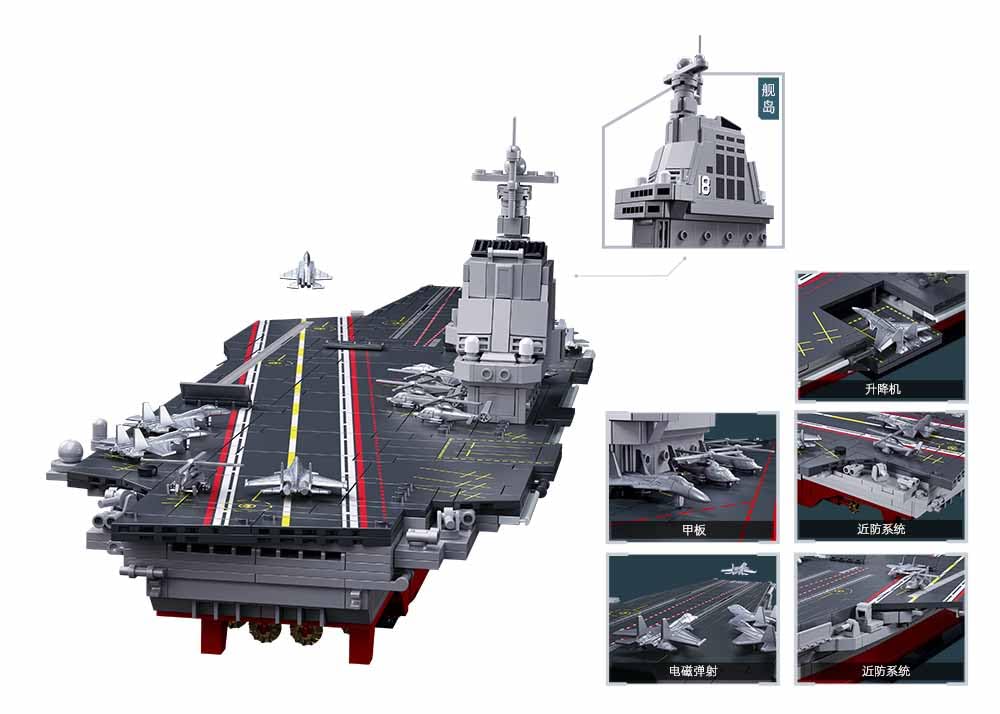 Sluban Fujian M38-B1188 - Set di modelli portaerei, scala 1:450, 1312 pezzi, nave da guerra marina