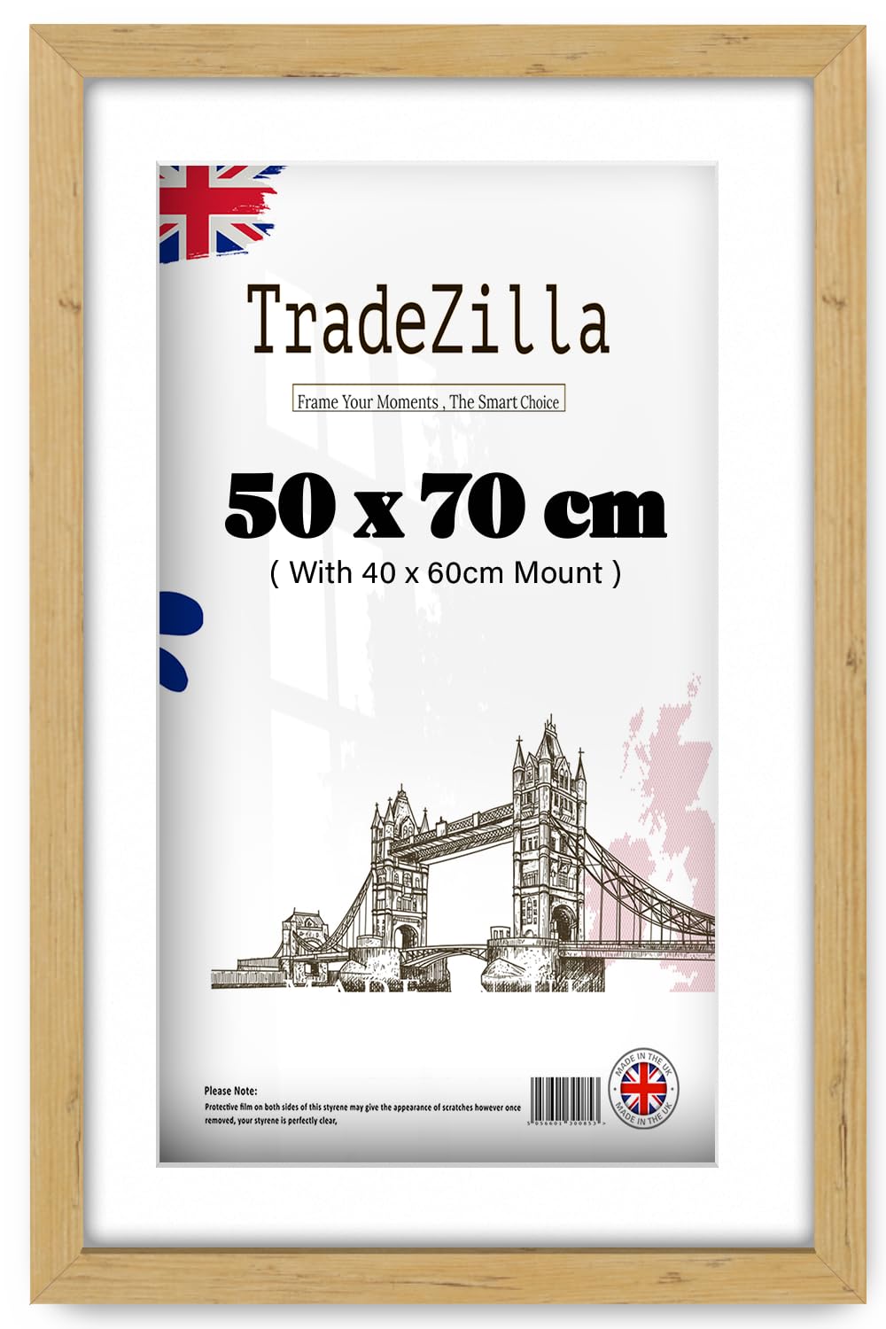 TradeZilla | MDF Certificate Frame (50 x 70 cm) With (23.62 x 15.74 Inch) White Mount Wall Hanging | 20 x 28 Award, Diploma, Picture Frame for Office & Home Décor [ Pine ]
