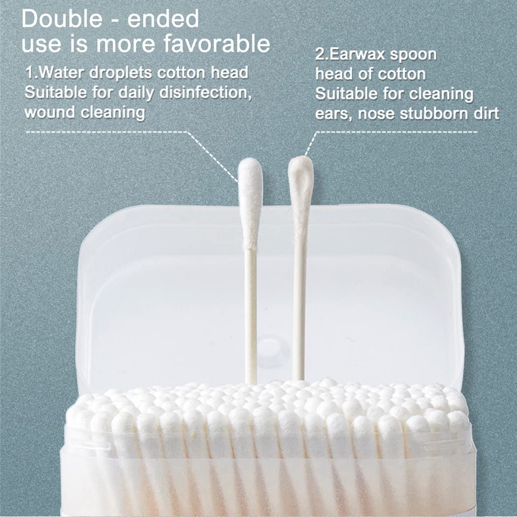 Lot de 400 cotons-tiges de sécurité pour bébé avec grandes pointes pour nouveau-né, bébés, enfants, enfants, 100 % coton biologique, bâtons en papier blanc, 2 paquets de 400 bourgeons au total (blanc)