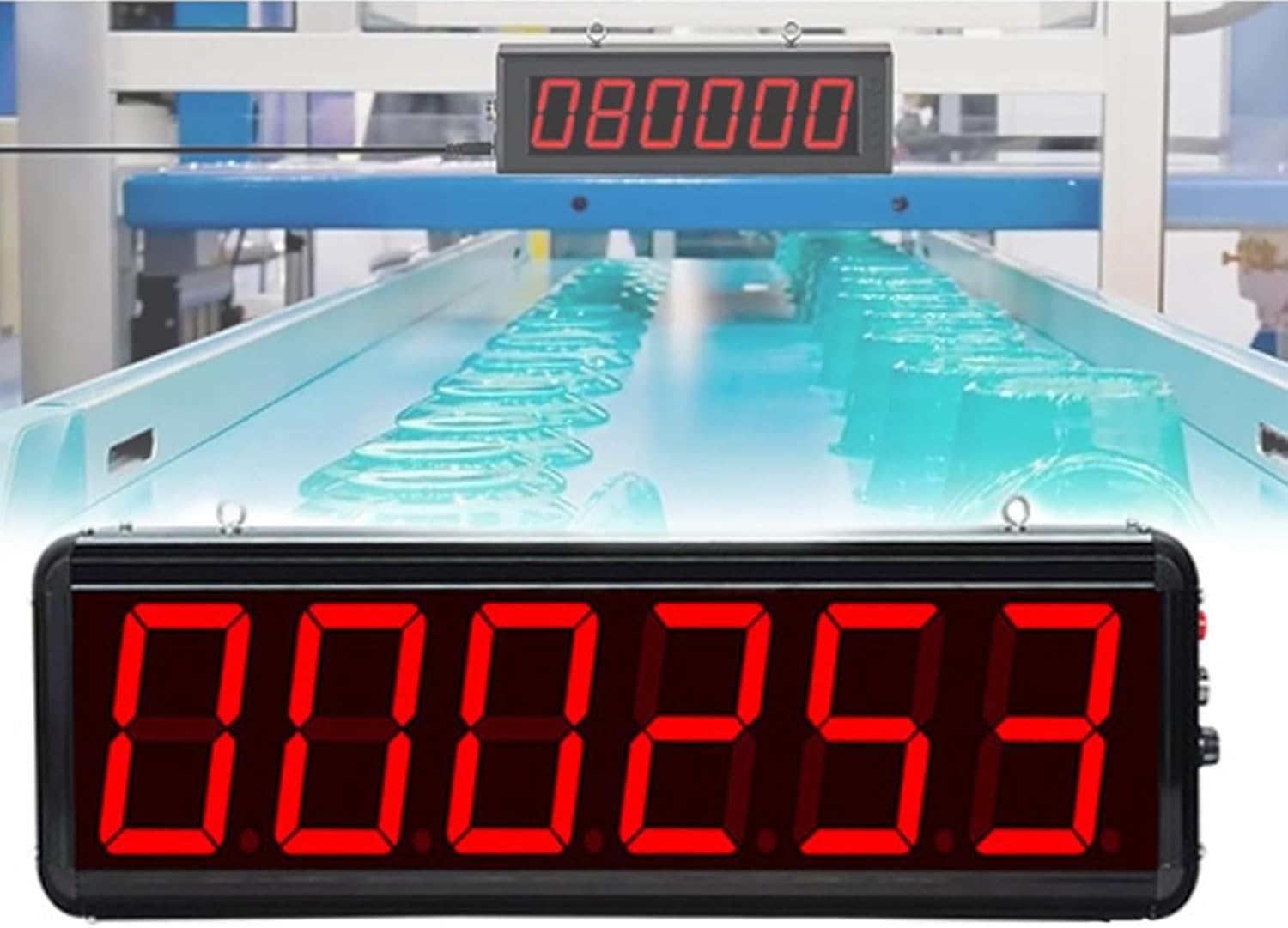 Adtzpc LED Conveyor Belt Digital Counter, Production Line Counter, 3-inch Display and 6-digit Counting Range 0-999999, Sensing Distance 30-70CM, Perfect for Production Line & People Visitor Counter
