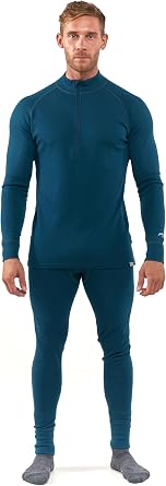 Merino.tech Merino Wool Base Layer Mens Set - Midweight Merino Wool Thermal Underwear For Men Top, Bottom