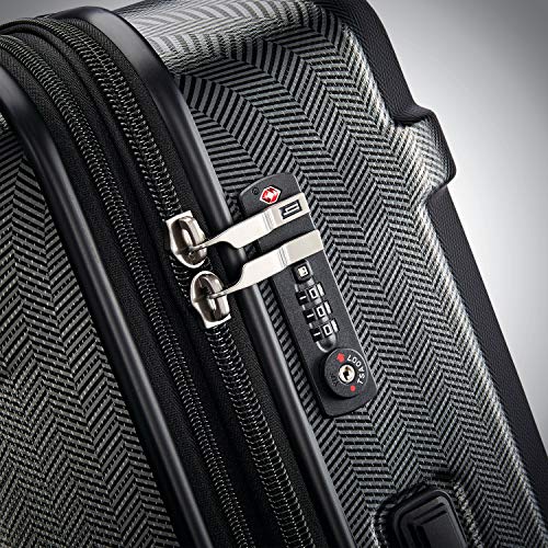 Hartmann Century Deluxe Hardside Expandable Medium Checked Luggage with Spinner Wheels, Black/Gunmetal4