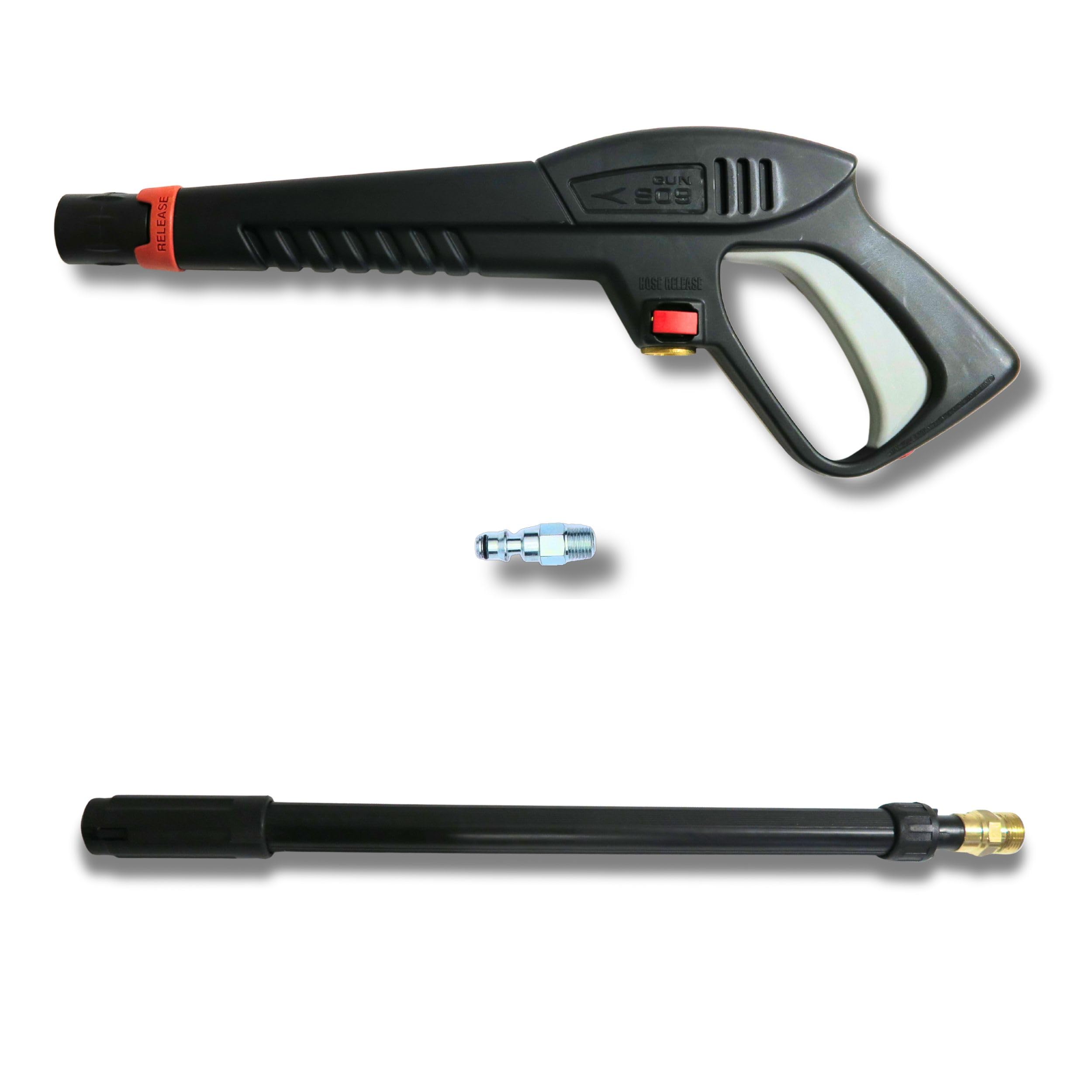 Pistole für Hochdruckreiniger Lavor S'10Y mit Messing-Mechanismus, Rotox-Lanze und Adapter 1/4 Zoll – Professionelles Kit (Pistole S'10Y + Rotox-Lanze + Adapter 1/4 Zoll)
