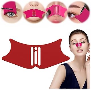 Worzwin Silicone Nose Shadow Template,Silicone Nose Shadow Tools, 4 in 1 Multifunctional Contour Template, Eyebrow Shaping Eyeliner Stencil, Eyebrow Shaping Stencil (Red)