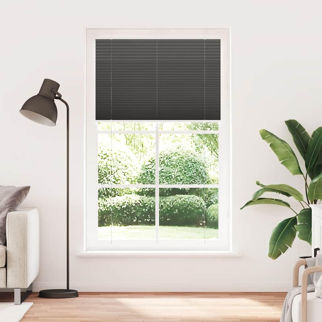 Store plissé Noir 120x200 cm Sichtschutz Fensterrollo Ohne Bohren Klemmfix Polyester blickdicht Verdunkelung für Wohnzimmer Schlafzimmer Küche 119,4cm Stoffbreite