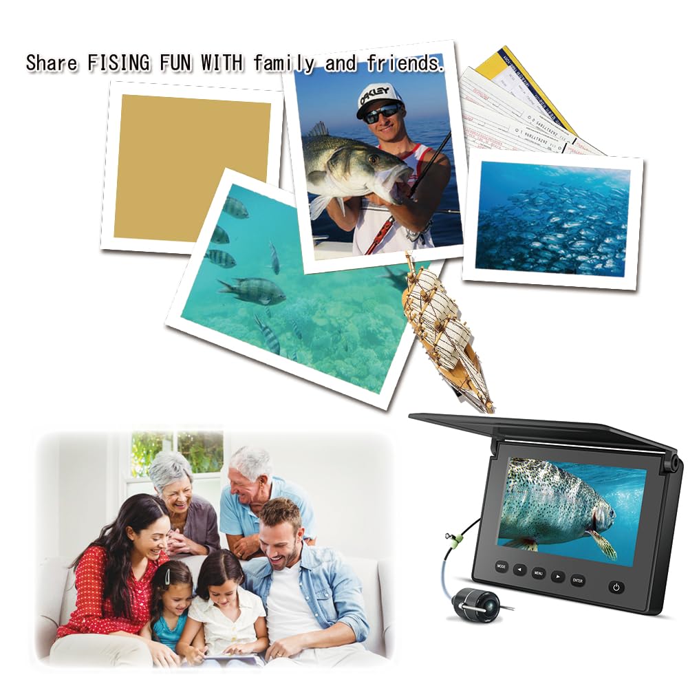 LUCKY Caméra de Pêche sous-Marine DVR détecteur de Poisson sous Marin Infrarouge LED caméra de pêche Portable Moniteur LCD pour Kayak Bateau Détecteurs de Poissons et Profondeur