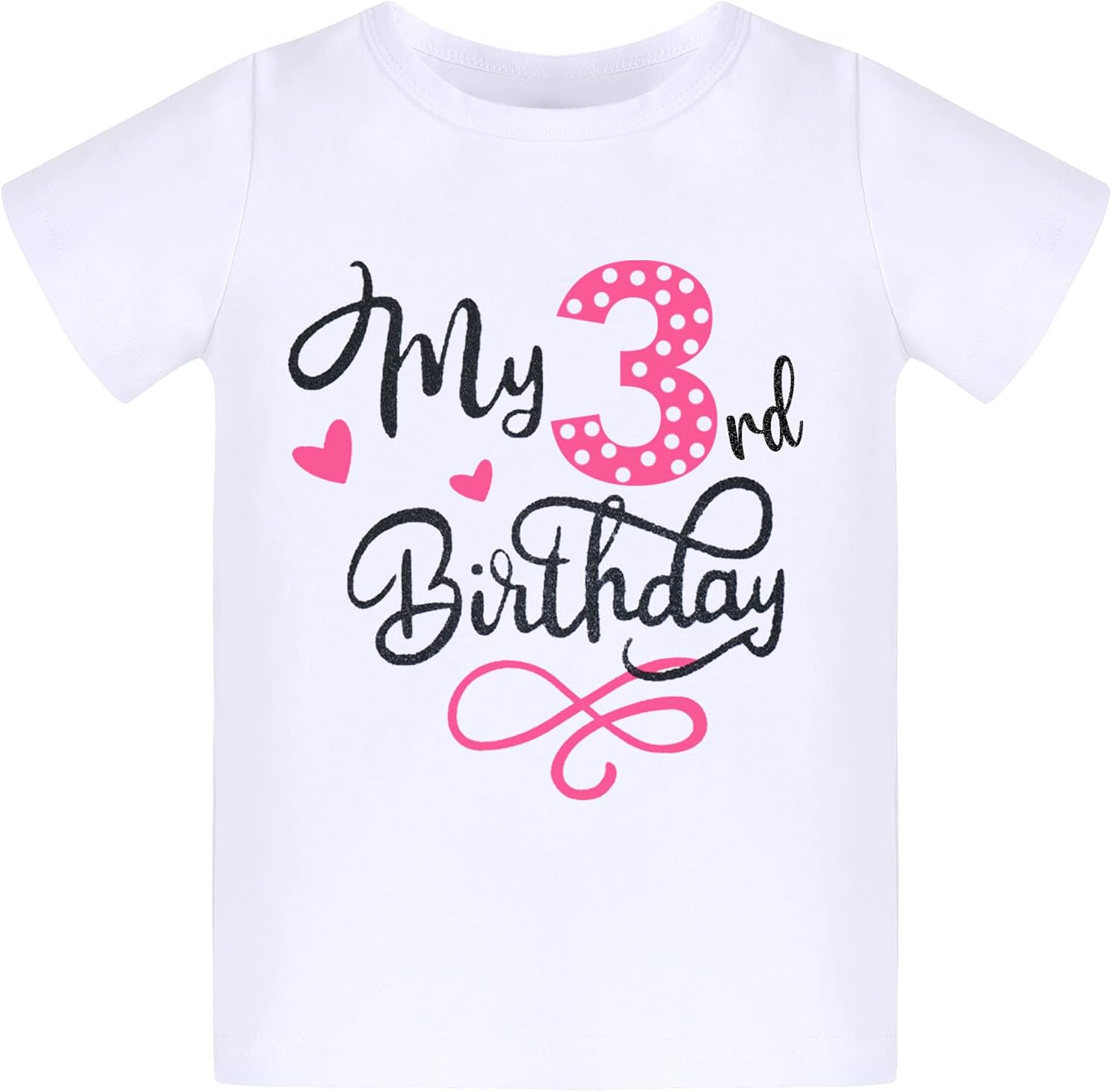 IDOPIP 3rd Birthday Girl Outfit Baby Shirt Polka Dots Tutu Skirt Ear Headband for 3 Year Old Princess Cake Smash Photo Prop - Image 2