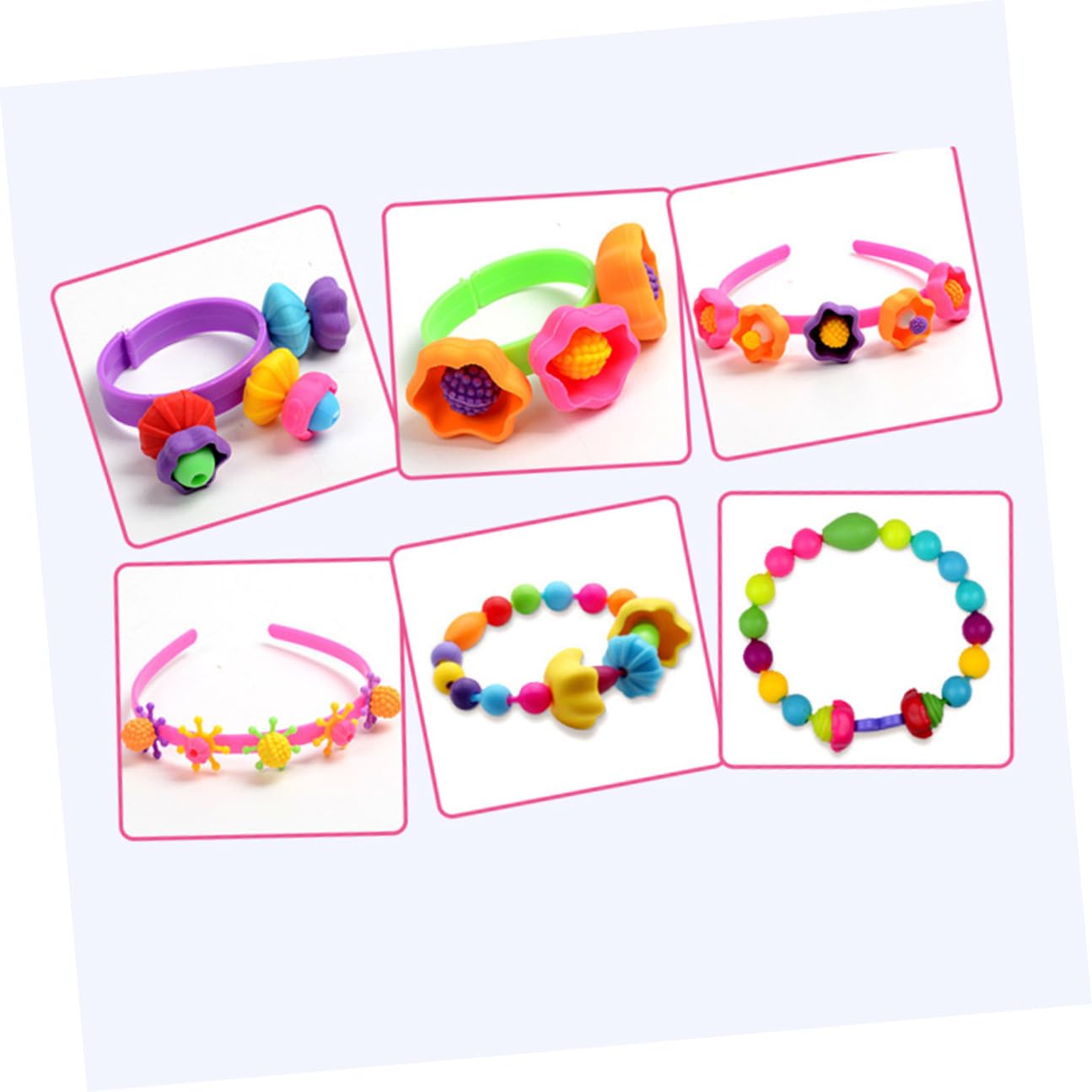 ifundom Kit per Creazione di Braccialetti Fai da Te per Ragazzo Ragazza in Plastica Lavabile Perline di Diverse Forme e Dimensioni, Scatola Regalo Portatile per Attività Creative