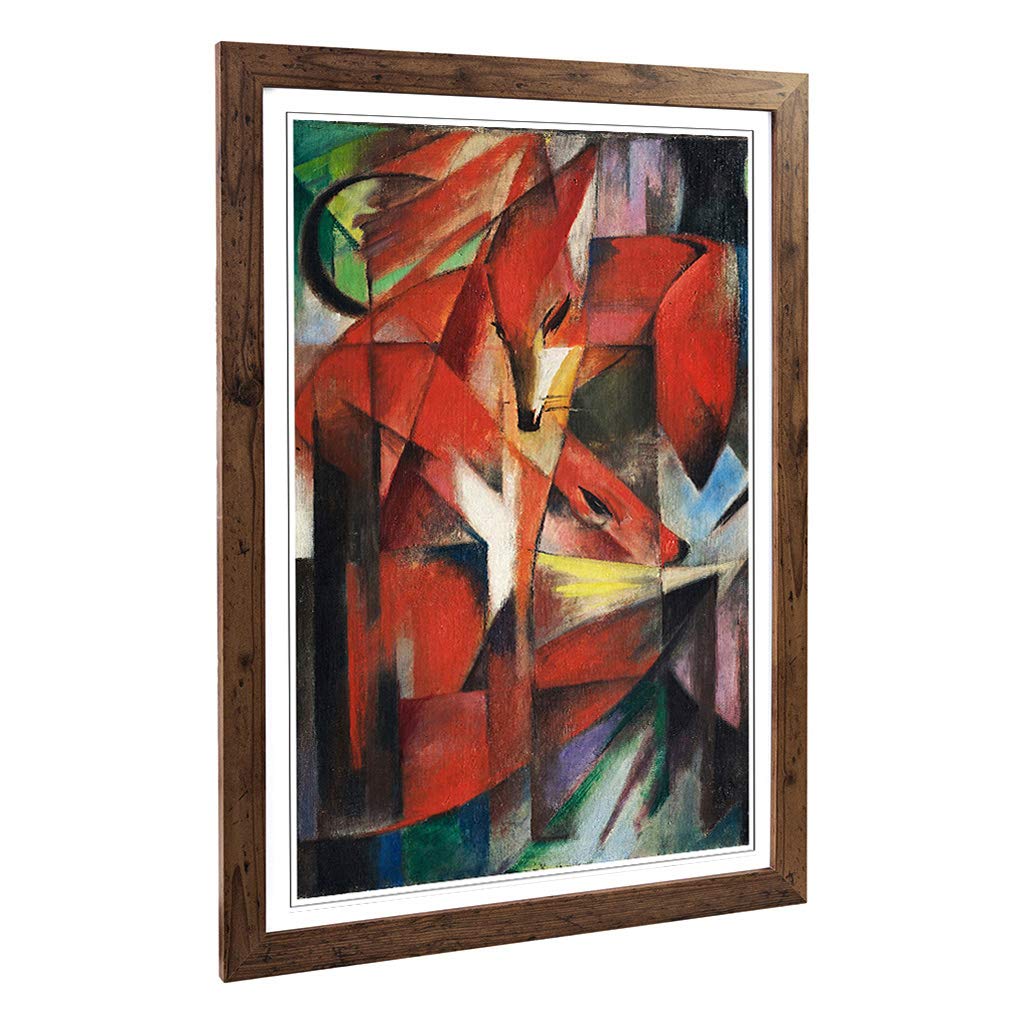 Big Box Art Framed Print of Franz Marc The Foxes 2 Design | Wall Art Picture | Home Decor for Kitchen, Living, Dining Room, Lounge, Bedroom, Hallway, Office, Walnut, A2 / 24.5x18 Inch / 62x45cm