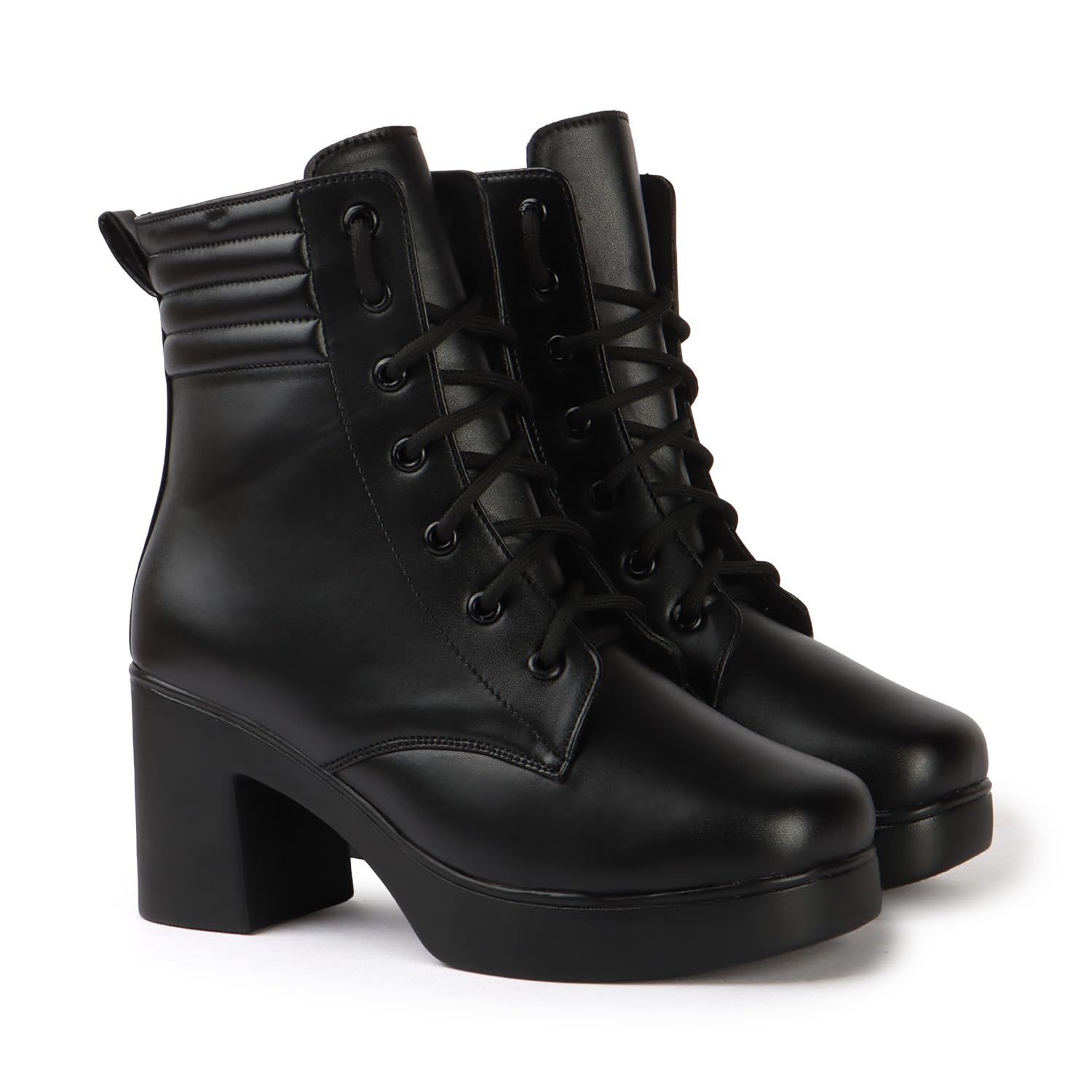 strasse paris Women’s High Ankle Padded Boots | Stylish Lace-Up Block Heel Design-picture-54