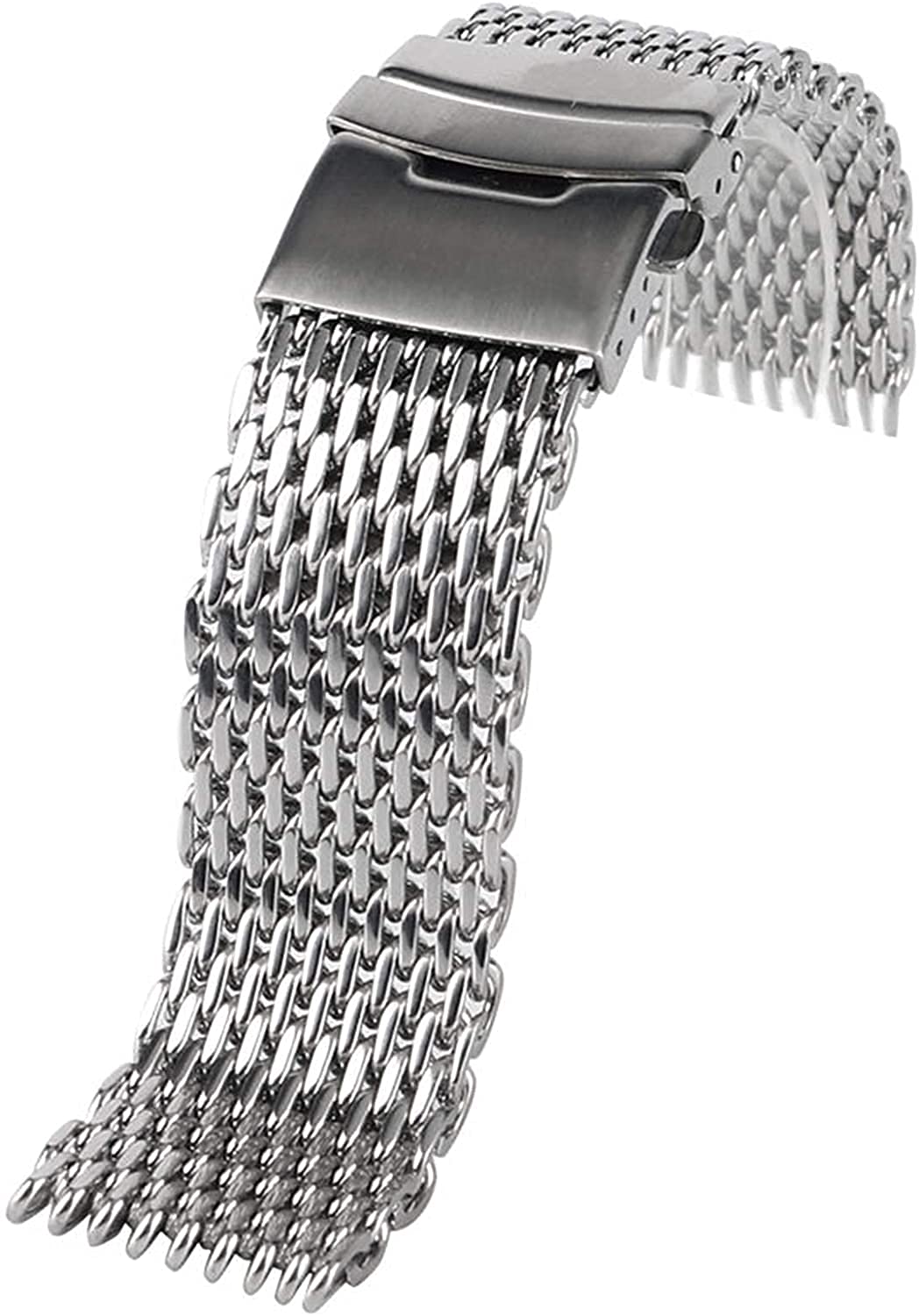 18/20/22mm Strap Mesh Bracelet en acier inoxydable Silver Strap Remplacement + 2 Spring Bars Bracelet