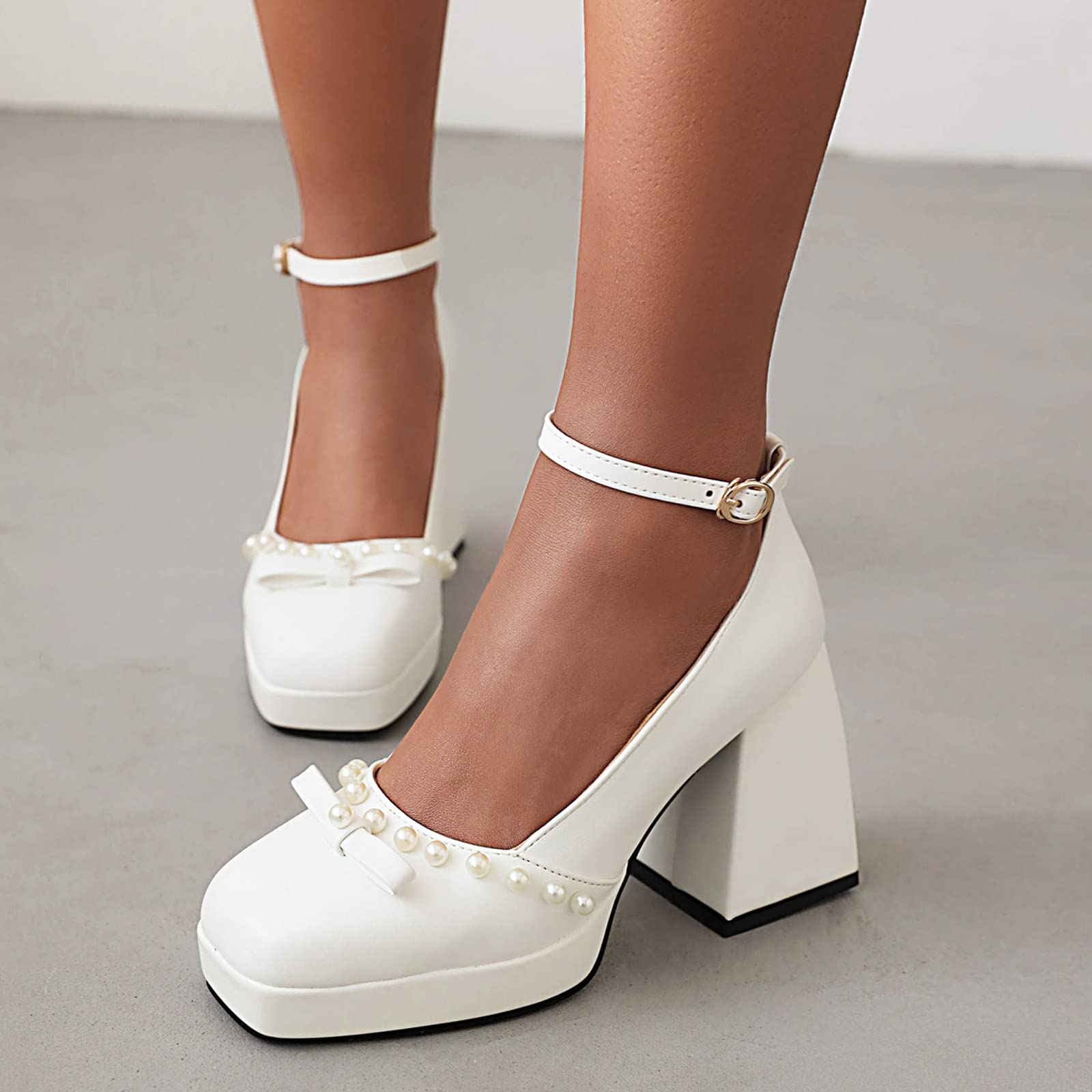 Lizoleor Zapatos Tacon Grueso Plataforma Correa Tobillo Señora Fiesta Stylish