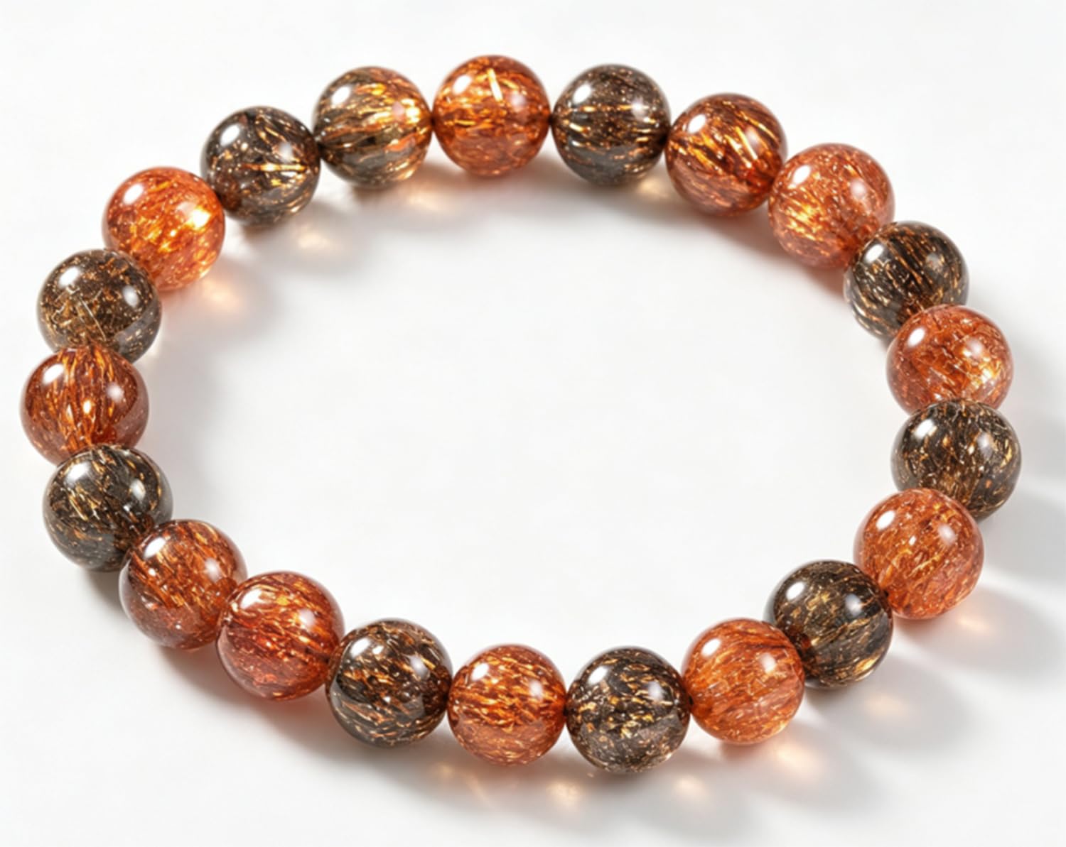 Braccialetti neri in oro perline quarzo Super Seven, cristalli naturali | Braccialetti con perline per uomo e donna, gioielli per la guarigione della ricchezza