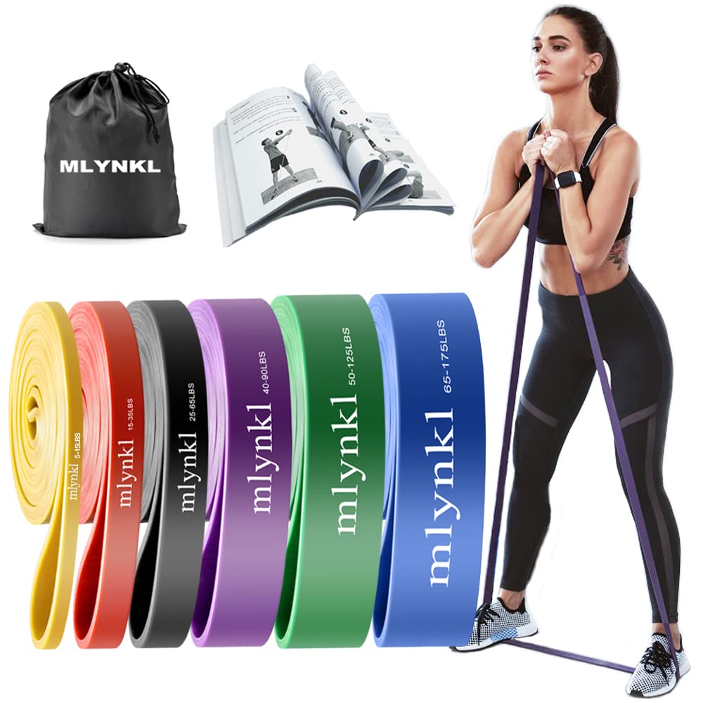 Pull Up Assistance Bands, Resistance Bands Set, Exercise Bands Workout Bands for Working Out Body Stretching Powerlifting Resistance Training with Carrying Bag and Workout Guide, 8 Pack