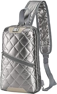 GBLQ PLUS Iridescent Crossbody Shoulder Puffer Backpack for Women Men, Travel Hiking Small Chest Bag Daypack