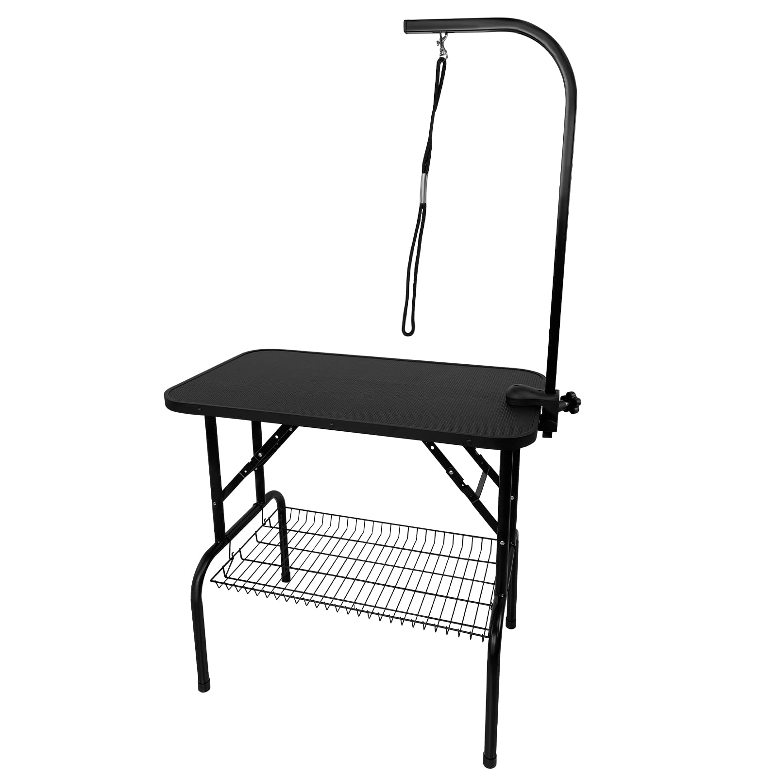 UISEBRT Tavolo da toelettatura per cani con soffietto regolabile in altezza, portata fino a 60 kg, per cani e gatti, 80,5 x 46 x 76 cm