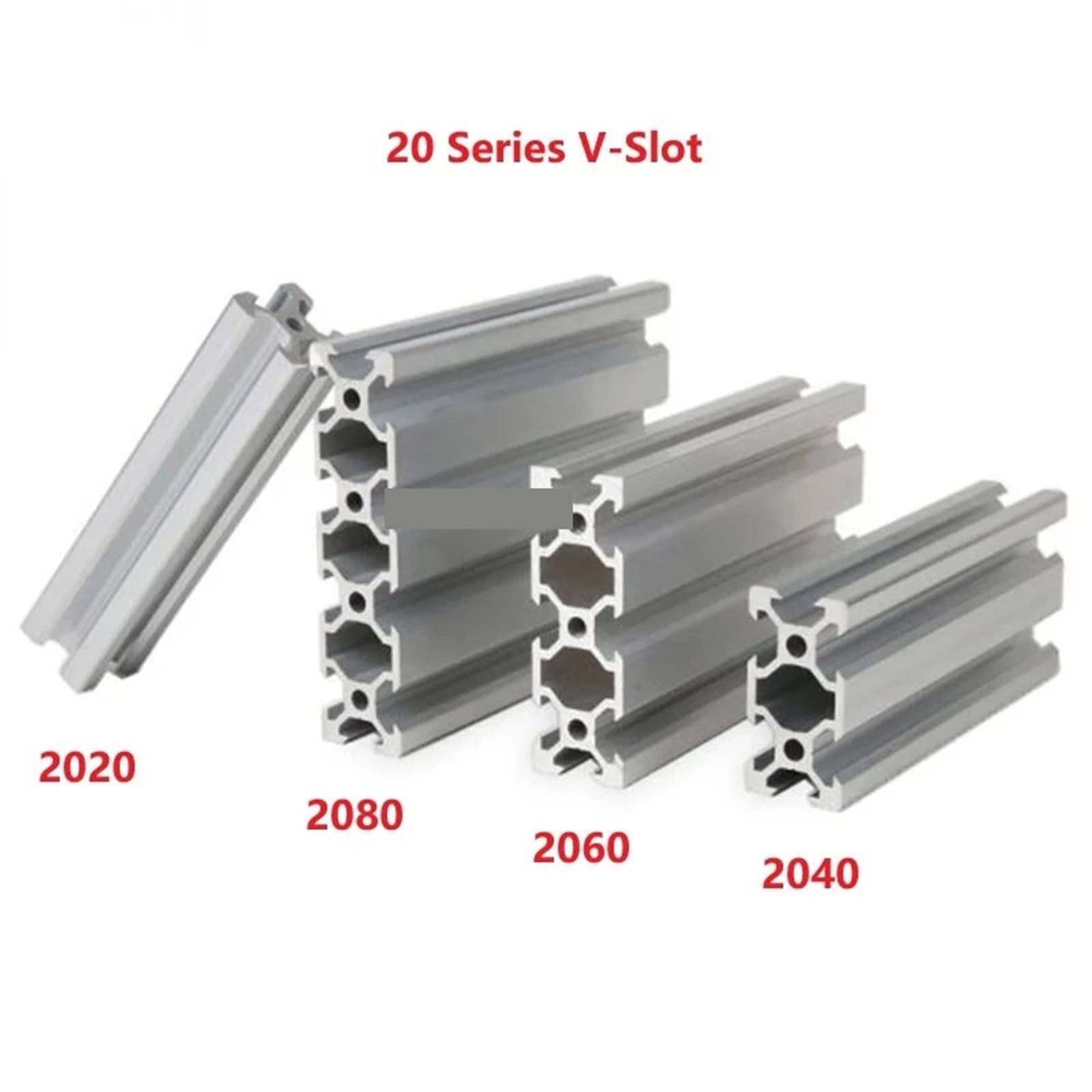 Extrusión de perfil de aluminio con ranura en V/T, carril de extrusión de 100-550mm for impresora 3D DIY(2060 Silver,200mm)