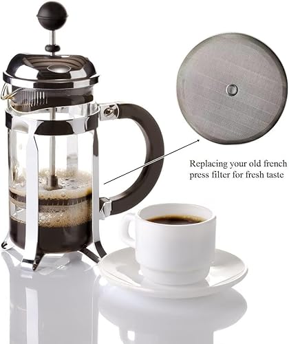 Miniatura 6 de Pantalla de prensa francesa universal de 4 pulgadas para prensa de café de 34 oz8 tazas33.8 fl oz, paquete de 4 pantallas de reemplazo de filtro de