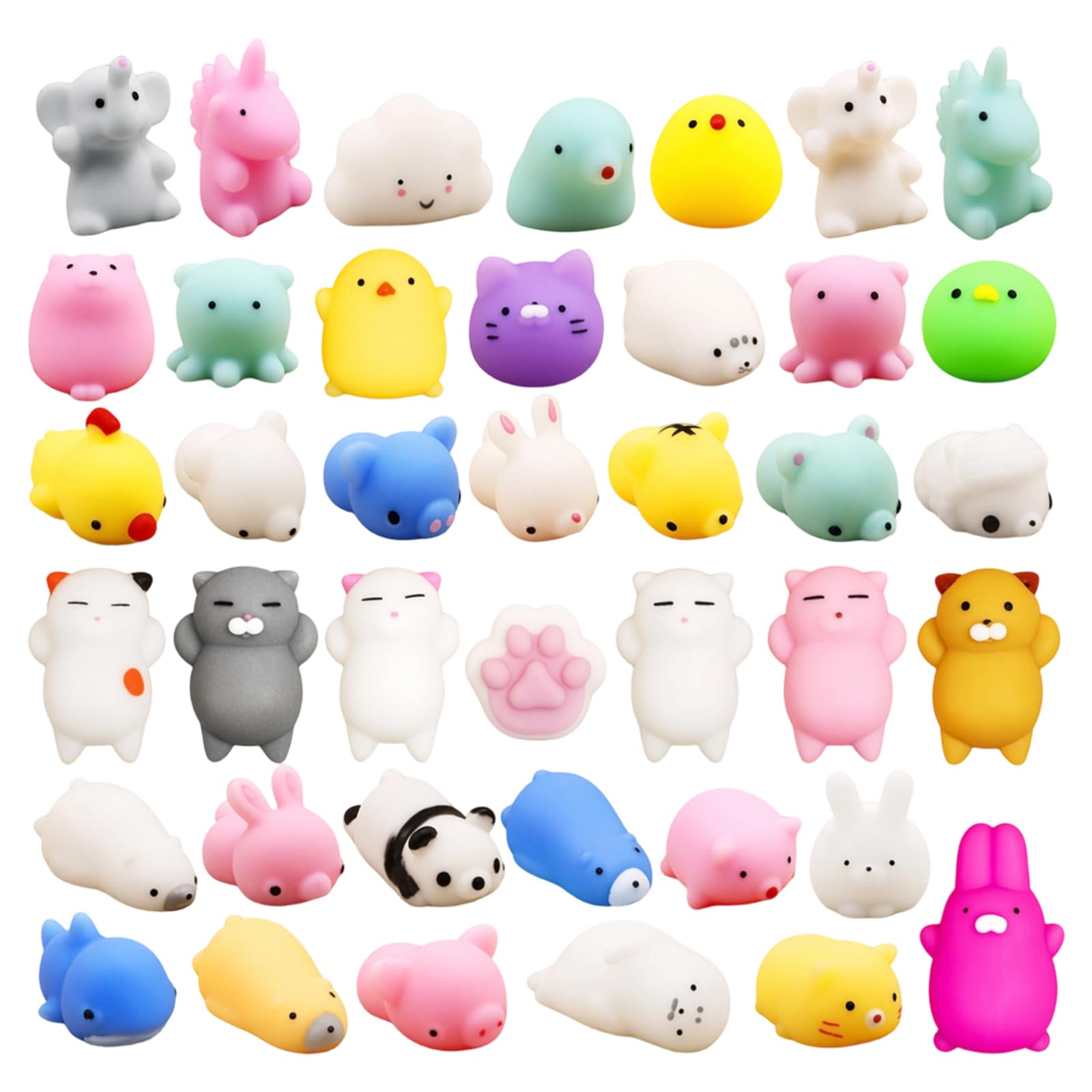 60 Pcs Mochi Squishy Multipack, Stress Relief Toys for Adults, Random Mini Squishy Animals Collection, Small Squishy Toys for Sensory Play and Gift Giving