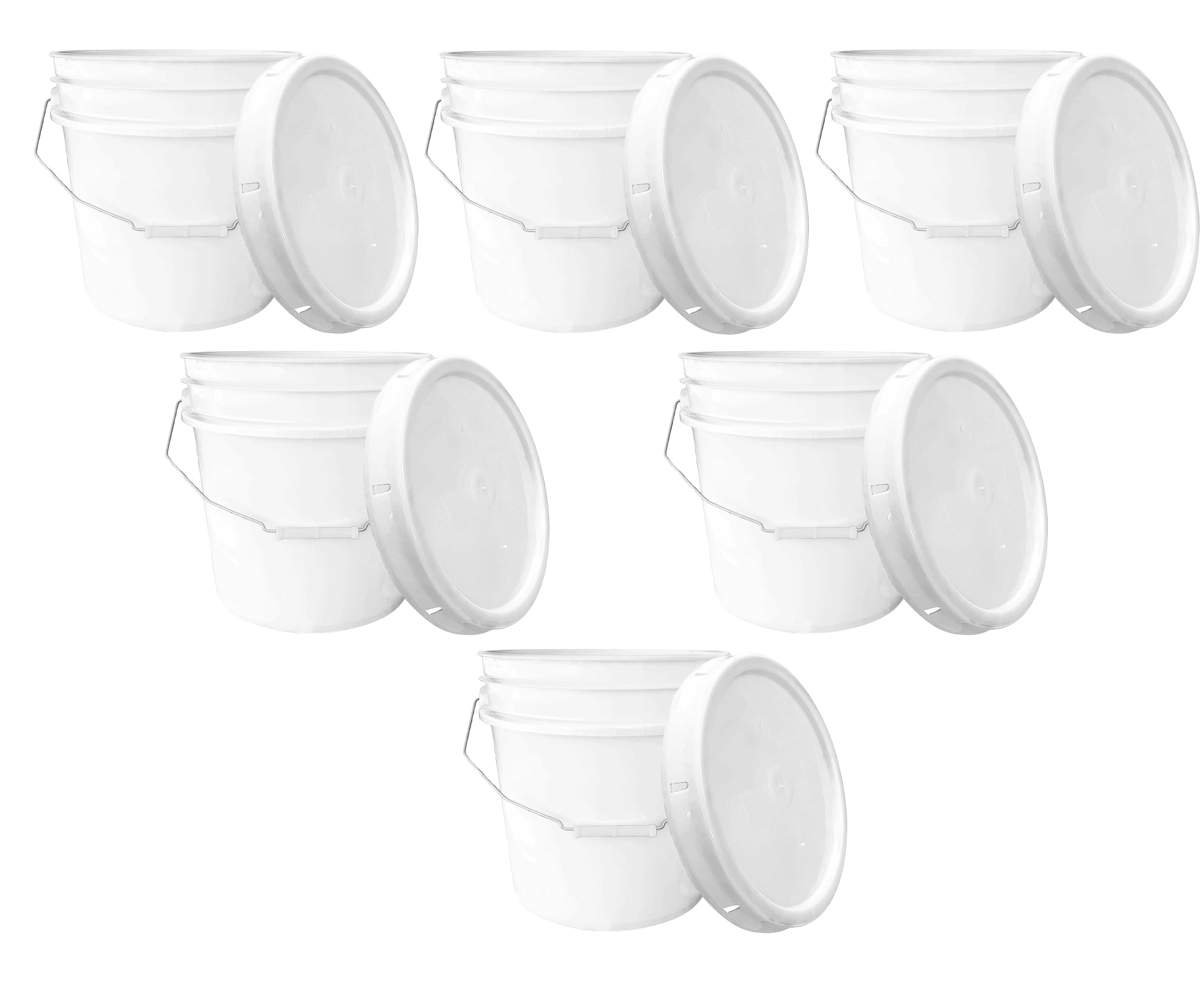 MKS Plastics White 3.5-Gallon Food-Grade Bucket with Airtight Lid, 6-Pack