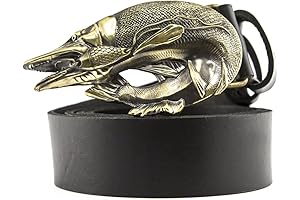 Pike Belt Buckle - Casual Leather Belt with Solid Brass Fish Trophy