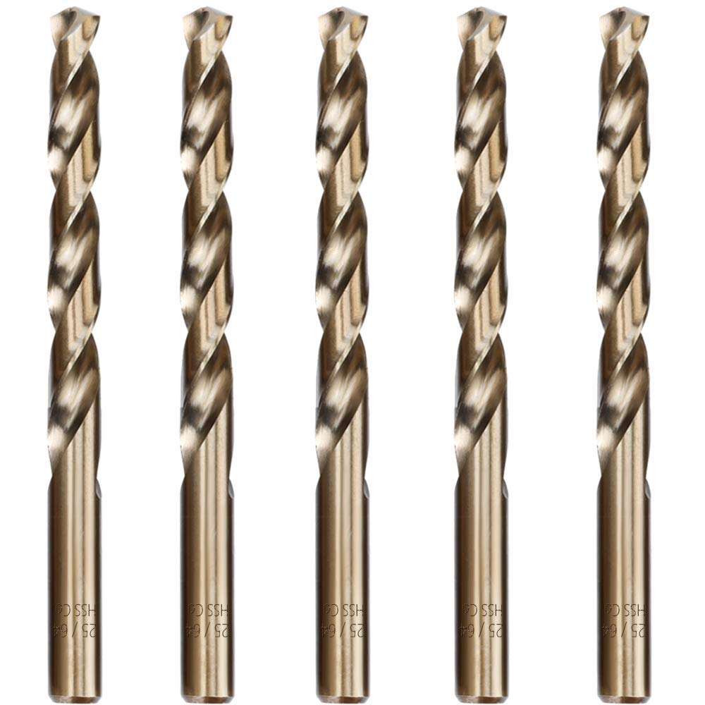 HYMNORQ 25/64 Inch Cobalt Drill Bits 5-Pack